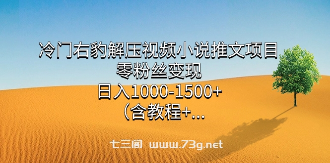 冷门右豹解压视频小说推文项目，零粉丝变现，日入1000-1500+。-七三阁