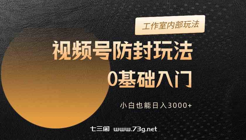 （10107期）2024视频号升级防封玩法，零基础入门，小白也能日入3000+-七三阁