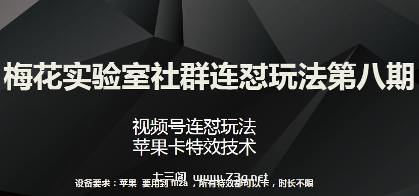 梅花实验室社群连怼玩法第八期，视频号连怼玩法 苹果卡特效技术-七三阁