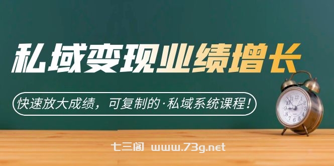 私域·变现业绩增长：快速放大成绩，可复制的·私域系统课程！-七三阁