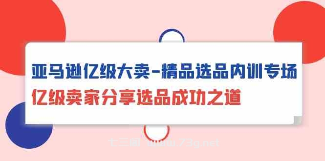 亚马逊亿级大卖精品选品内训专场，亿级卖家分享选品成功之道-七三阁