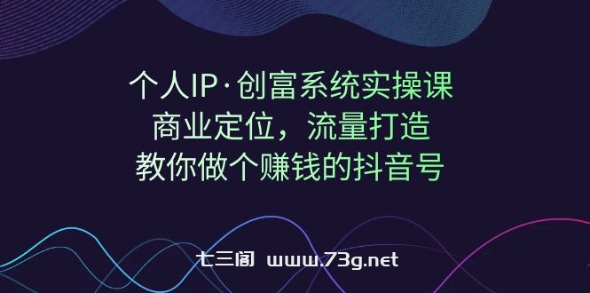 个人IP·创富系统实操课：商业定位，流量打造，教你做个赚钱的抖音号-七三阁