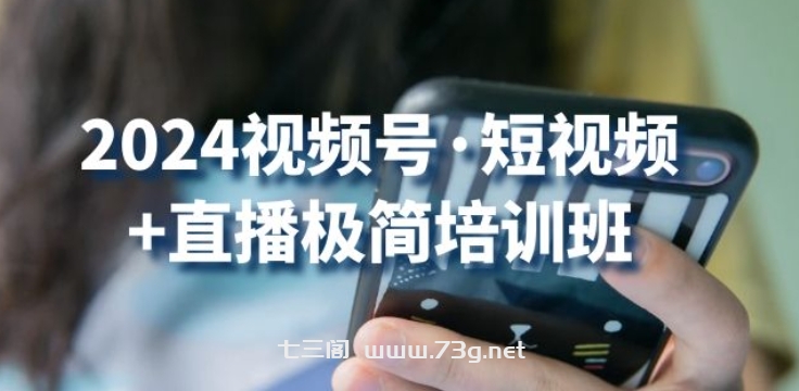 2024视频号·短视频+直播极简培训班：抓住视频号风口，流量红利-七三阁