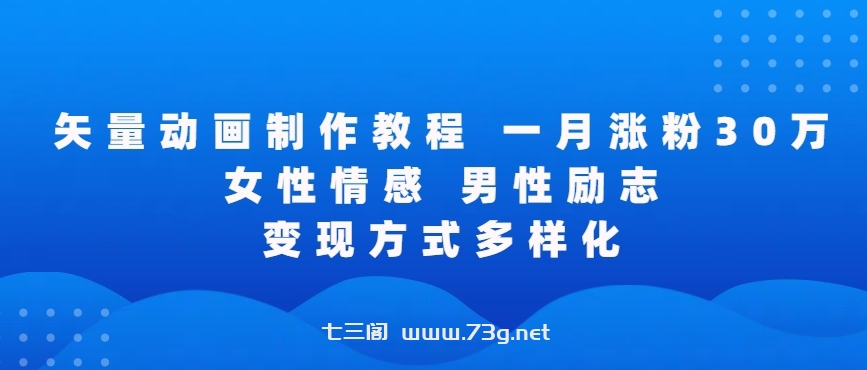 矢量动画制作全过程，全程录屏，让你的作品收获更多点赞和粉丝-七三阁