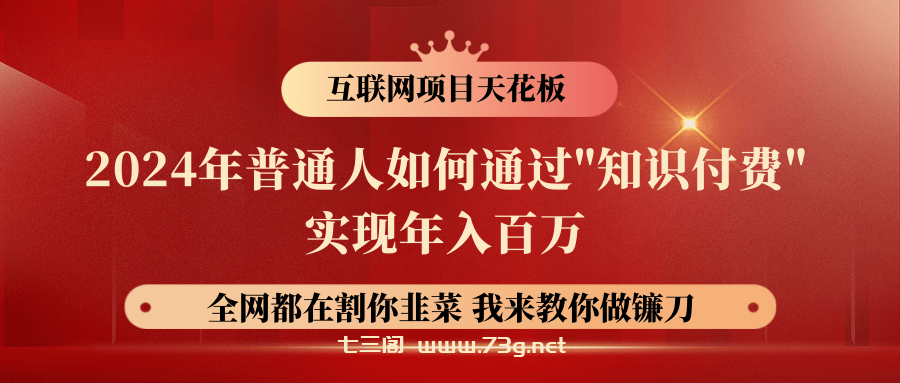 2024年普通人如何通过"知识付费"月入十万年入百万，实现财富自由-七三阁