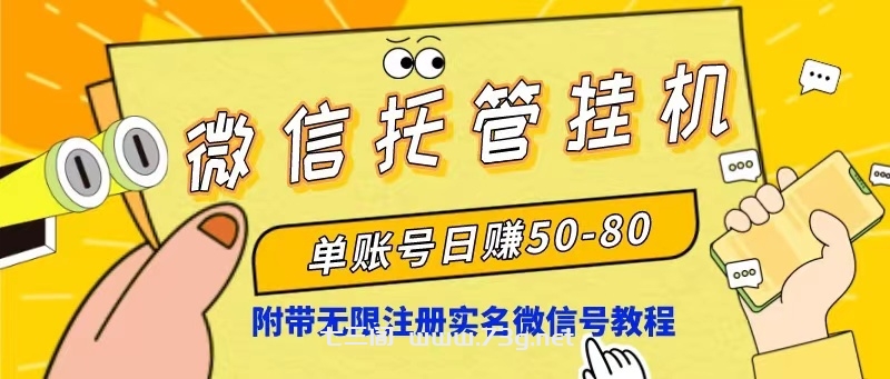 （10217期）微信托管挂机，单号日赚50-80，项目操作简单（附无限注册实名微信号教程）-七三阁