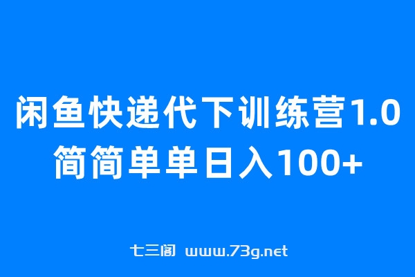 闲鱼快递代下训练营1.0，简简单单日入100+-七三阁