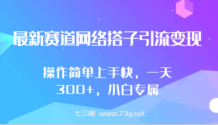 最新赛道网络搭子引流变现!!操作简单上手快，一天300+，小白专属-七三阁