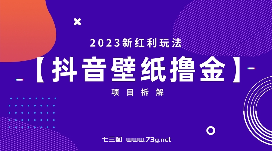 2023新红利玩法：抖音壁纸撸金项目-七三阁