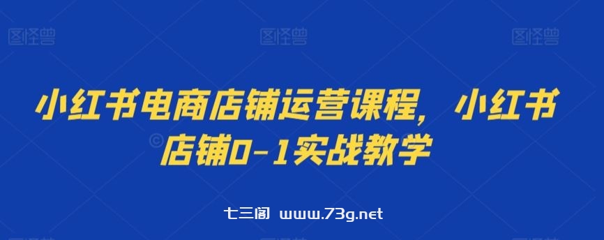 小红书电商店铺运营课程，小红书店铺0-1实战教学-七三阁