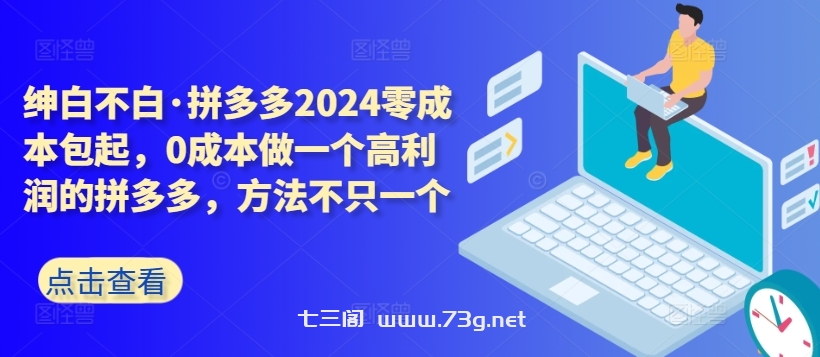 拼多多2024零成本包起，0成本做一个高利润的拼多多，方法不只一个-七三阁