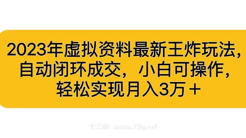 2023年虚拟资料最新王炸玩法，自动闭环成交，小白可操作，轻松实现月入3…-七三阁