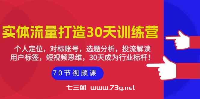 （9782期）实体-流量打造-30天训练营：个人定位，对标账号，选题分析，投流解读-70节-七三阁