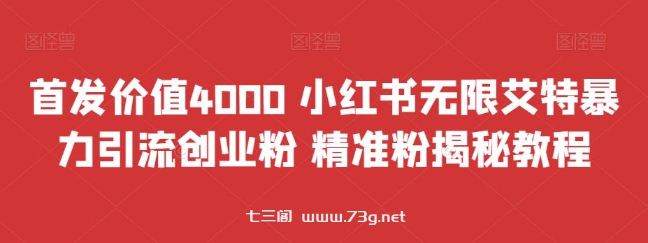 首发价值4000 小红书无限艾特暴力引流创业粉 精准粉揭秘教程-七三阁