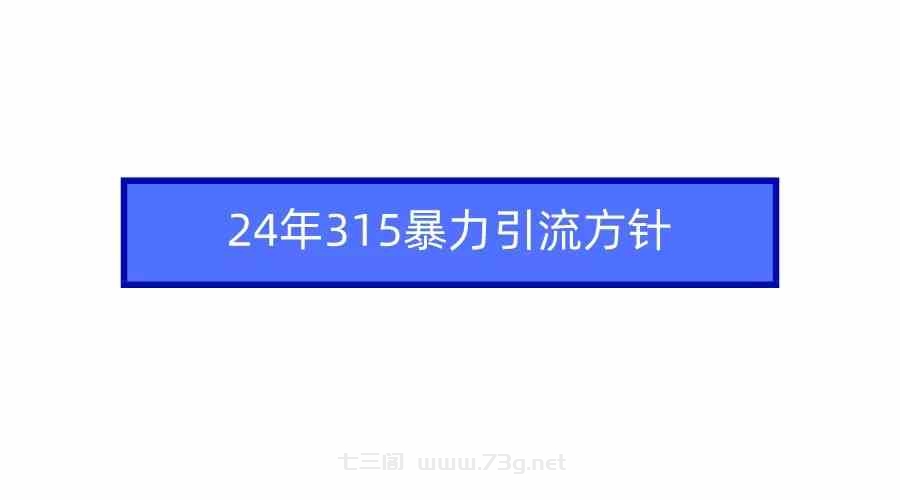 （9398期）2024年315暴力引流方针-七三阁