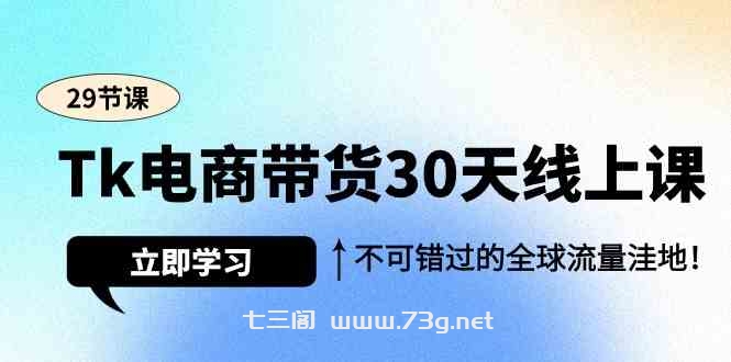 Tk电商带货30天线上课，不可错过的全球流量洼地（29节课）-七三阁