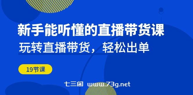 新手能听懂的直播带货课：玩转直播带货，轻松出单（19节课）-七三阁