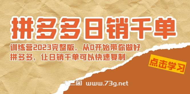 拼多多日销千单训练营2023完整版，从0开始带你做好拼多多，让日销千单可…-七三阁