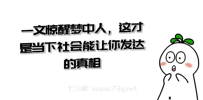 某公众号付费文章《一文 惊醒梦中人，这才是当下社会能让你发达的真相》-七三阁