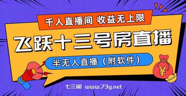 爆火飞跃十三号房半无人直播，一场直播上千人，日入过万！（附软件）-七三阁