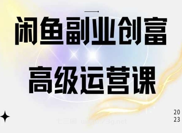 闲鱼电商运营高级课程，一部手机学会闲鱼开店赚钱-七三阁