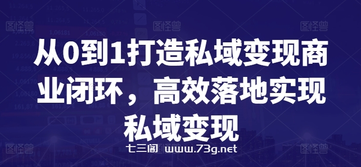 从0到1打造私域变现商业闭环，高效落地实现私域变现-七三阁