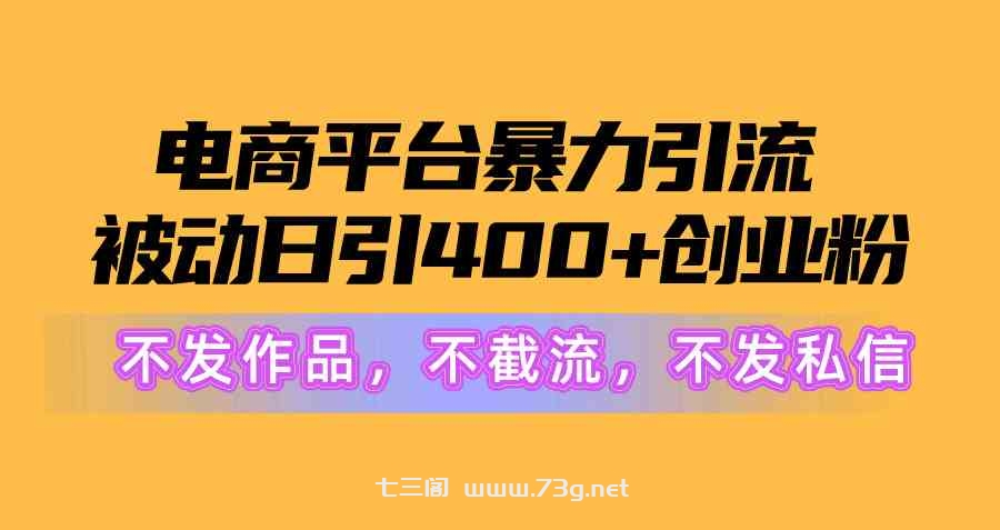 （10168期）电商平台暴力引流,被动日引400+创业粉不发作品，不截流，不发私信-七三阁