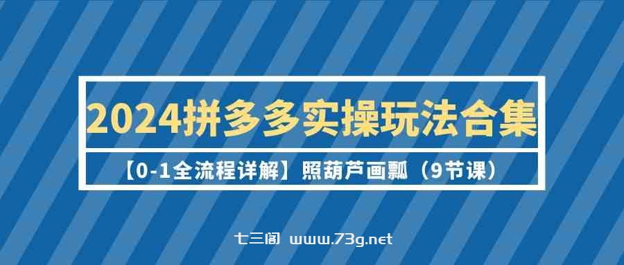 （9559期）2024拼多多实操玩法合集【0-1全流程详解】照葫芦画瓢（9节课）-七三阁