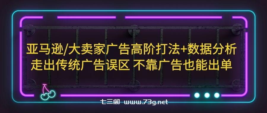 亚马逊/大卖家广告高阶打法+数据分析，走出传统广告误区 不靠广告也能出单-七三阁