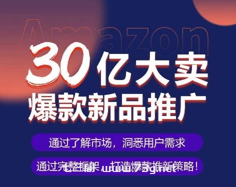 亚马逊·30亿大卖爆款新品推广，可复制、全程案例实操的爆款推新SOP-七三阁