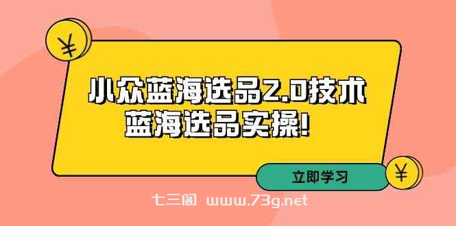 （9189期）拼多多培训第33期：小众蓝海选品2.0技术-蓝海选品实操！-七三阁