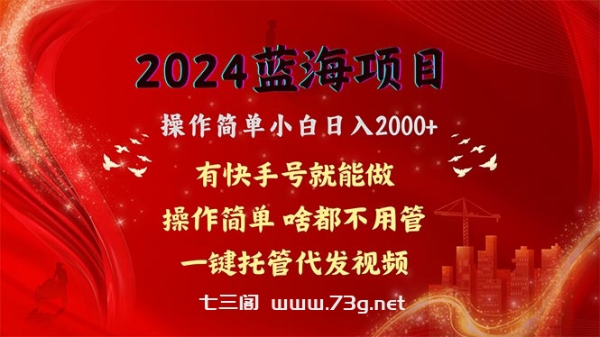 （10693期）2024蓝海项目，网盘拉新，操作简单小白日入2000+，一键托管代发视频，…-七三阁