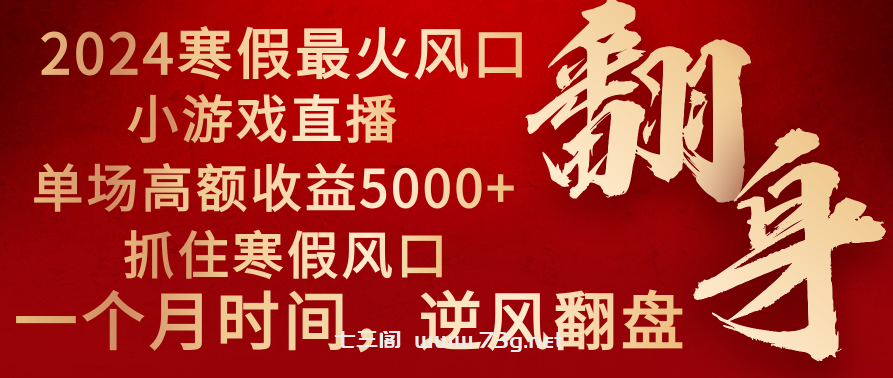 2024年最火寒假风口项目 小游戏直播 单场收益5000+抓住风口 一个月直接提车-七三阁