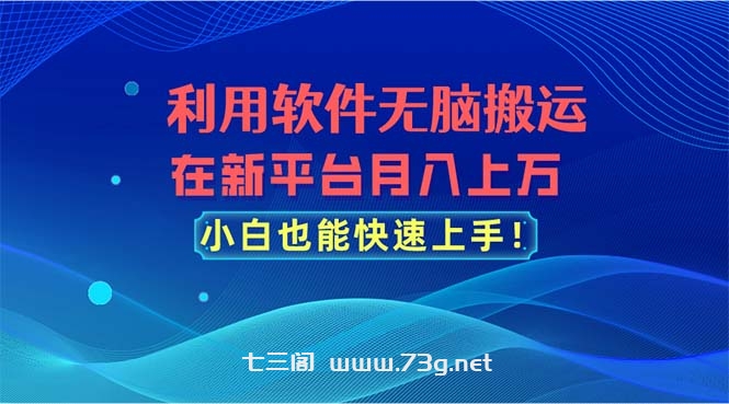 利用软件无脑搬运，在新平台月入上万，小白也能快速上手-七三阁