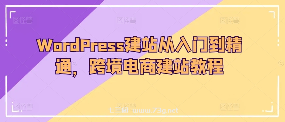 WordPress建站从入门到精通，跨境电商建站教程-七三阁