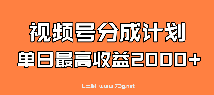 全新蓝海 视频号掘金计划 日入2000+-七三阁