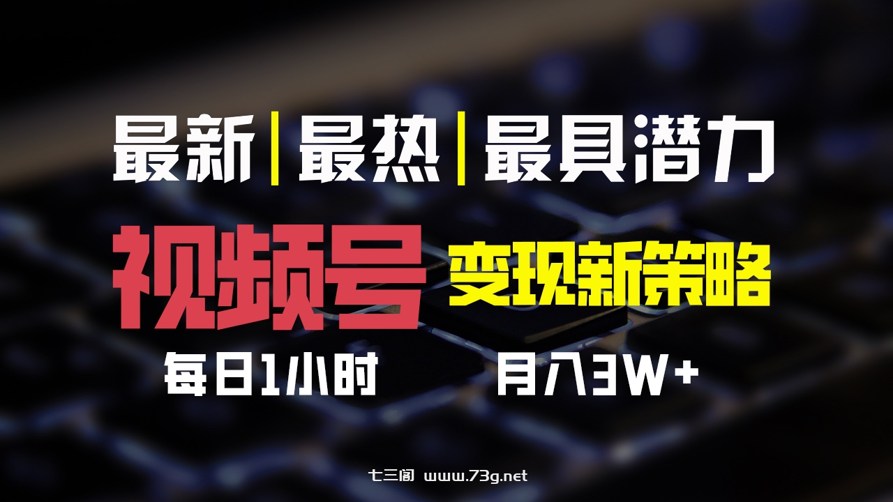 视频号变现新策略，每日一小时月入30000+-七三阁