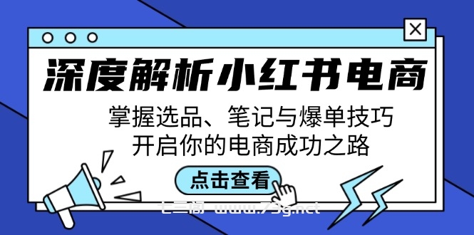 深度解析小红书电商：掌握选品、笔记与爆单技巧，开启你的电商成功之路-七三阁