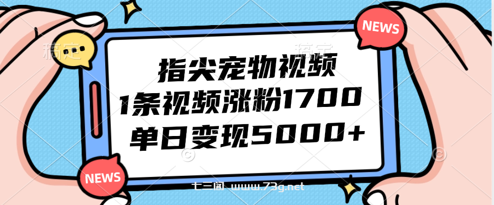 （12549期）指尖宠物视频，1条视频涨粉1700，单日变现5000+-七三阁