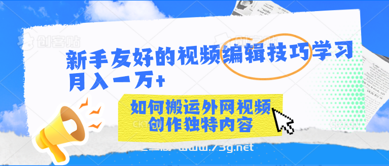 新手友好的视频编辑技巧学习轻松月入一万+-七三阁